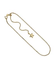 14K Yellow Gold 11" Cable Chain Adjustable Anklet With Spring Ring Clasp And Starfish Charm
