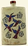 44 Oz. MARA Stoneware RECTANGULAR Liquor Flask DECANTER Hummingbird BIRD
