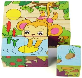 Top Seller Six-sided Animal Painted Wooden Puzzle Children Educational Puzzle Toys with Six Different Patterns