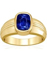 18K Yellow Gold Cushion Cut Blue Sapphire Solitaire Ring
