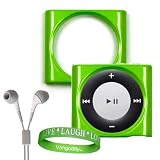 iPod Shuffle 2 GB , 4 GB ( 4th Generation ) ( Silver , Blue , Pink , Green , Orange ) Accessories Kit: Sage Green Hard Snap On Carrying Case + Compatible White Colored iPod Shuffle Earphones + Live * Laugh * Love Wrist Band!!!