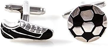 Inspire Jewelry Mens Soccer Ball and Shoe Cufflinks with Presentation Gift Box Suit Wedding Business