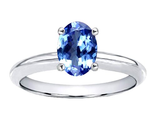 0.85 cts Genuine Tanzanite Solitaire Engagement Ring - 14kt White or Yellow Gold