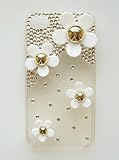 画像をクリックして拡大イメージを表示 iphone4S/4ケース カバー キラキラ デコ ホワイト花(T) 正規品ラインストーン100%使用