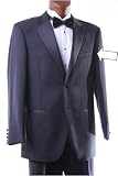 Men's Super 140s Black Stretch Wool Tuxedo Jacket, Portly