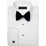 Perry Ellis Laydown Collar, 1/2" Pleated, 100% Cotton with French Cuff Tuxedo Shirt
