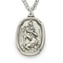 Sterling Silver 1" Shield Engraved St. Christopher Medal on 24" Chain