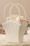 Floral Embroidery Flower Girl Basket – Ivory color