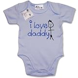 Dirty Fingers  I love Daddy  Baby & Toddler Short Sleeve Bodysuit / BabyGrow, 0-3 months, Blue
