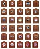 MLB DARTBOARD & CABINET SET w/ 6 DARTS RED SOX