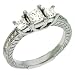 14k White 3 Stone 1 Ct Diamond Engagement Ring - Size 7.0