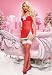  : Christmas Sheer Halter Mini Dress Sexy Lingerie Intimate Apparel with Ruched Bodice Lace Trim and Satin Bow Accent