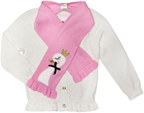 Fleurish Girls Cardigan Sweater set with Scarf, White, 5