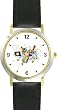 Hanukkah Dreidels & Gelt Judaica Jewish Theme - WATCHBUDDY&reg; DELUXE TWO-TONE THEME WATCH - Arabic Numbers - Black Leather Strap-Size-Large ( Men's Size or Jumbo Women's Size )