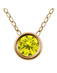 0.80 Ct Round Canary Diamond 14K Yellow Gold Pendant With Chain