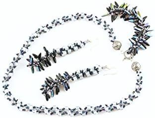 Peacock Tail Necklace with matching Earrings