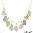 DV ITALY Majestic Necklace With 139.41ctw Precious Stones - Genuine Amethysts and Quartz Made of 14K/925 Gold plated Silver. Total item weight 41.7g Length 18in
