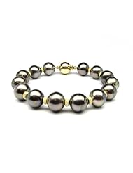 Tahitian Pearl Bracelet with 18K Yellow Gold Rondelle Beads