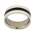 Stainless Steel Ring 316L Grooved Black Accented Flat Band Polish Finish 8mm Width by Bucasi