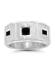 0.57 Cts Black Diamond Ring in Silver