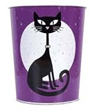 Black Cat Metal Wastebasket