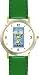 Israel Poster - Menorrah Judaica Jewish Theme - WATCHBUDDY&reg; DELUXE TWO-TONE THEME WATCH - Arabic Numbers - Green Leather Strap-Size-Large ( Men's Size or Jumbo Women's Size )