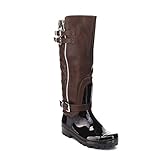 FOREVER CARRIE-67 Women's Fashion Over Knee Strap Quilted Riding Boots, Color:BROWN, Size:8