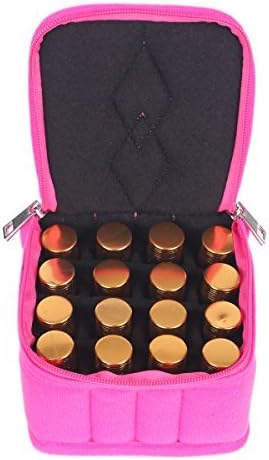 LAVEN Essential Oil Carrying Case Holder Bags Holds 16 Bottles for 15ML, 10ML, 5ML -Take It on the Road Essential Oil Case Storage (Rose) by Laven
