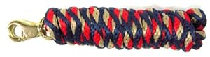 Hamilton PL58C S RD Extra Heavy Poly Rope Lead with Bull Snap, Red/Navy/Tan Striped Pattern Weave, 5/8-Inch Thick x 10-Feet Long