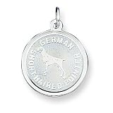 Sterling Silver German Shorthaired Pointer Disc Charm with 20 inch Sterling Silver Chain