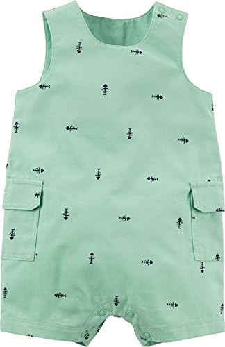 Carters Baby Boys Fish Bone Pocket Romper