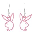 Playboy Earrings Pink Metal Bunny Logo Dangles Authentic Licensed Jewelry CPBE2054