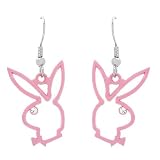 Playboy Earrings Pink Metal Bunny Logo Dangles Authentic Licensed Jewelry CPBE2054