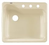 American Standard 7172.803.345 Silhouette 25-Inch Americast Single Bowl Three-Hole Kitchen Sink, Bisque