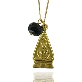 Monica Vinader Gold Plated 16 Chain Necklace with Gold Plated Buddha and Black Onyx Drop
