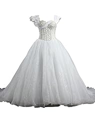 Organza Feathers  Cap Sleeves  Ball Gown  Dress