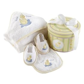 Baby Aspen Dilly the Duck 4-Piece Bath Time Gift Set in Decorative Hat Box