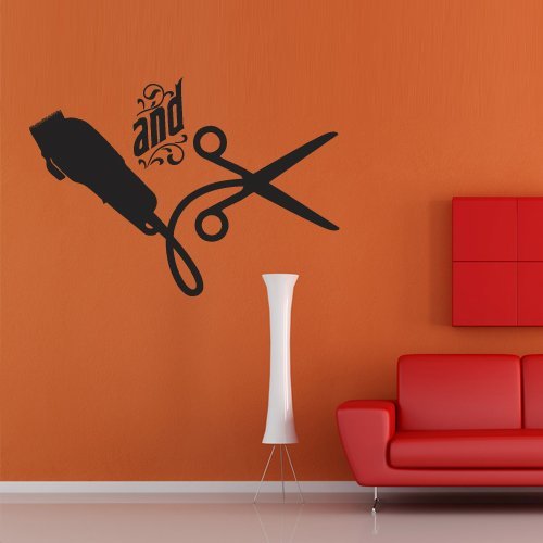 Wall Decal Decor Decals Sticker Art Beauty Salon Hair Words and Haircut Scissors (M361)