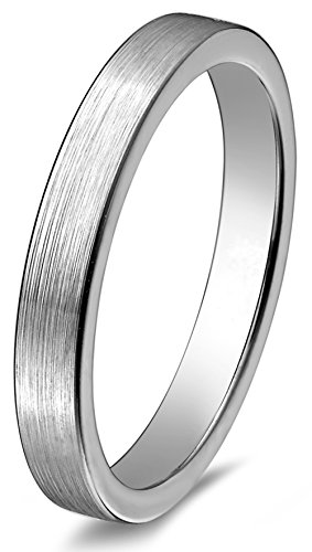 3mm Brushed Pipe Design Tungsten Ring Comfort Fit Engagement Wedding Band for Women Lady Girls