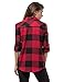 Red Black Plaid Flannel Checked Button Down Dress Shirt Long Sleeve for Women