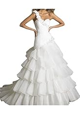 One Shoulder Organza  Lace Tiered 2015  Dress With a Sash  and Ruffles
