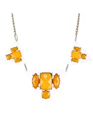 3 Lucite Triangle Tonal Gold Necklace, 18"