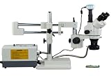 OMAX 3.5X-90X Zoom Dual-Bar Boom Stand Trinocular Stereo Microscope with 2.0MP USB Camera and Cold Fiber Ring Light