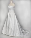 White Duchess Satin Wedding Gown with Beaded Bodice