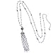 Heirloom Finds Simulated Pearl Dark Grey Bead Tassel Necklace
