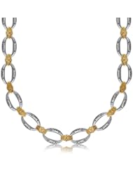 18K Yellow Gold and Sterling Silver Chain Necklace in a Fancy Filigree Motif