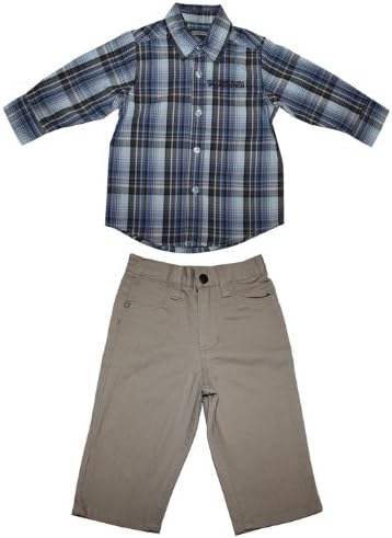 2 PCS Set: Kenneth Cole Reaction Infant Boys Plaid Shirt & Pants Set 18M Multicolor