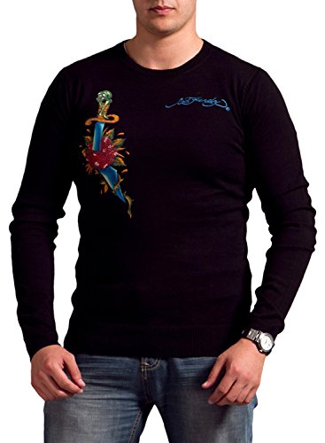 Ed Hardy Mens Snake Eagle Print Crewneck Sweater