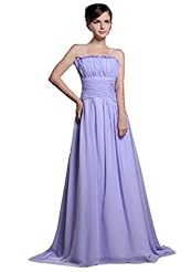 Strapless Backless  Empire   Waistline Chiffon/Satin Spaghetti Strap Bridesmaid Dress  With Ruffles