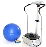Compact Size Crazy Fit with 1000W Vibration Plate in Silver, 99 Speeds with Power Cords, Gym Ball